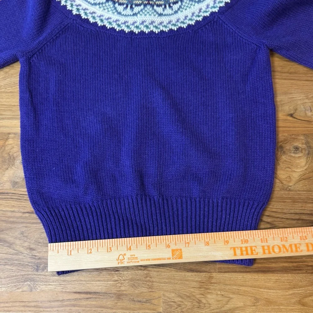 Vintage Ralph Lauren Sweater Girls’ Large Purple w. Patterned Collar